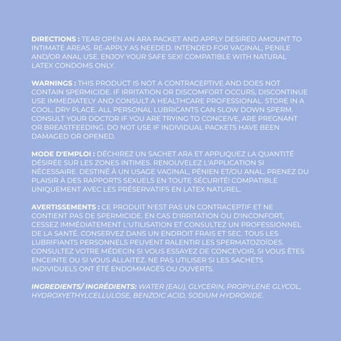 ARA Personals MAX Ingredients